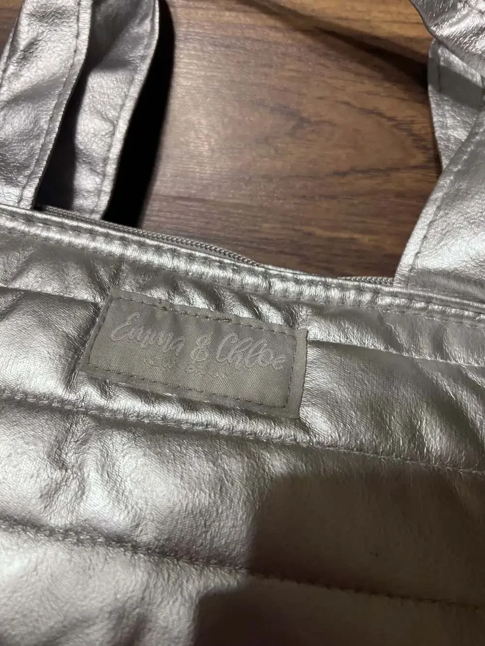 Quilted Metallic Lunch Tote With 2 Reusable Containers -Silver